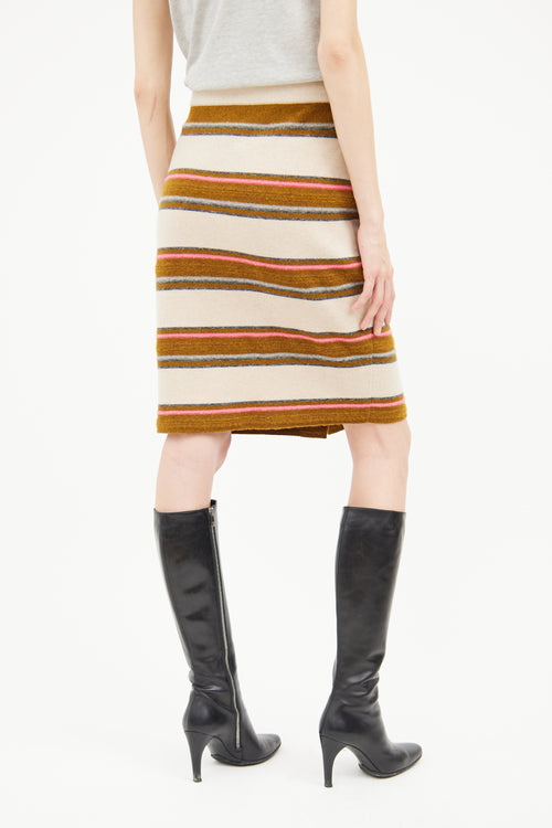 Chanel Beige Multi Colour Stripe Cashmere Skirt