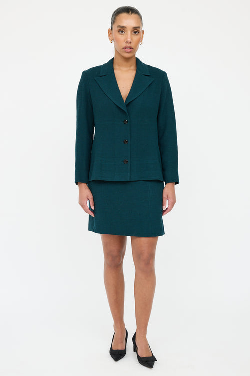 Chanel FW 1998 Green Wool Skirt Suit