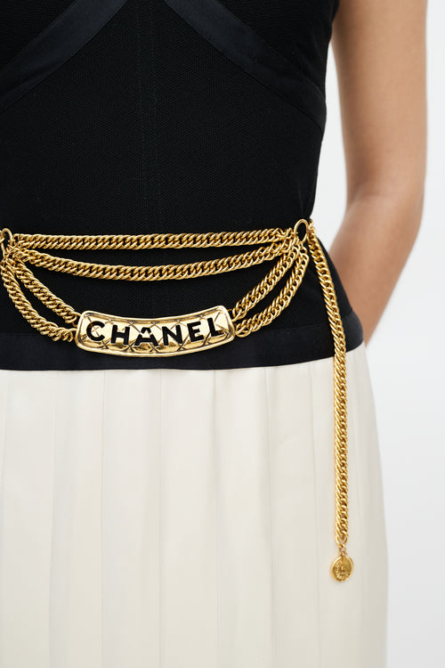 Chanel Vintage Gold Multi Chain Logo Belt