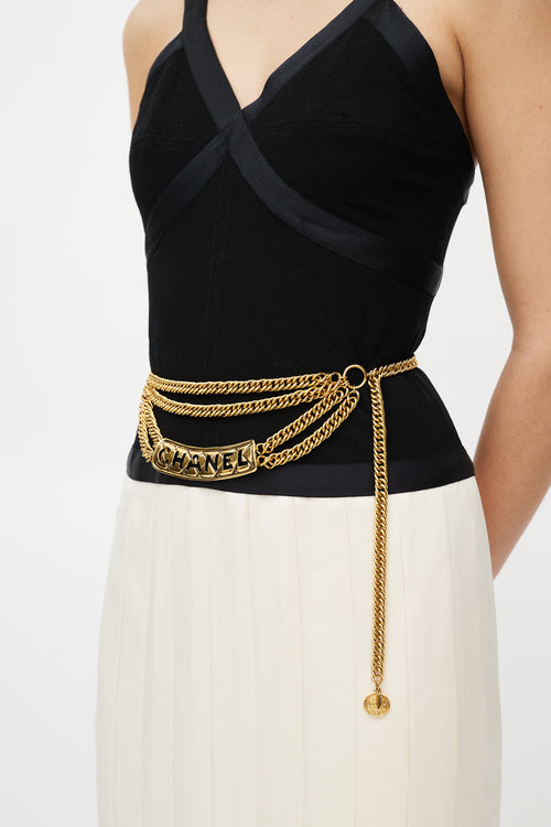 Chanel Vintage Gold Multi Chain Logo Belt