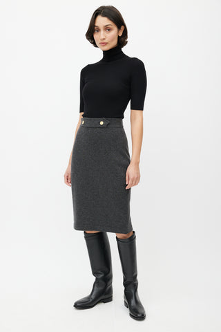 Chanel Vintage Grey Knit Cashmere Skirt