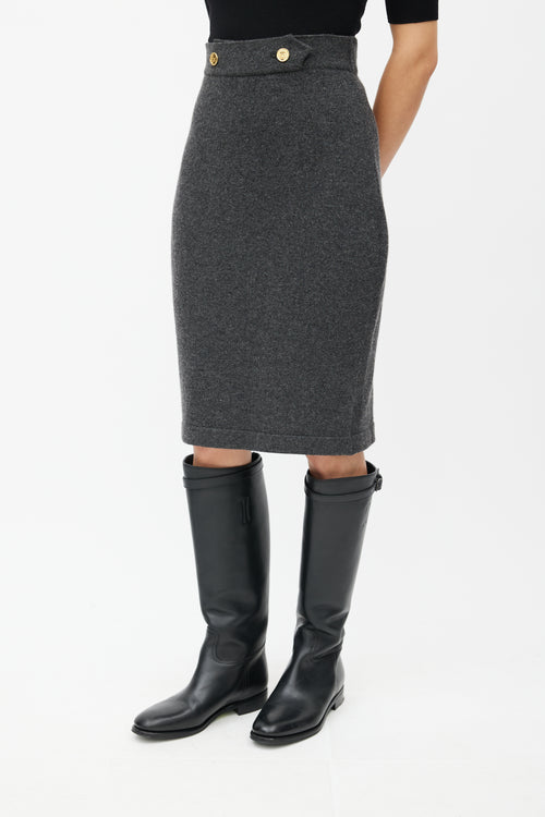 Chanel Vintage Grey Knit Cashmere Skirt