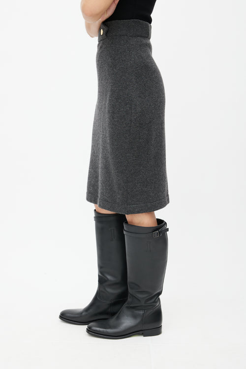 Chanel Vintage Grey Knit Cashmere Skirt