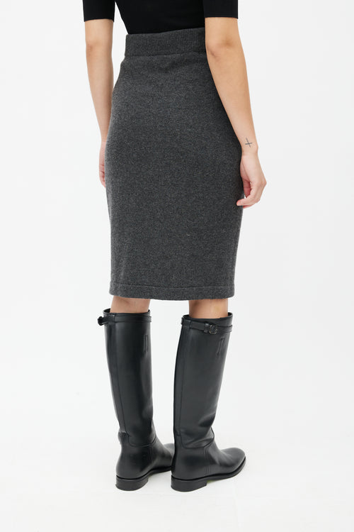 Chanel Vintage Grey Knit Cashmere Skirt