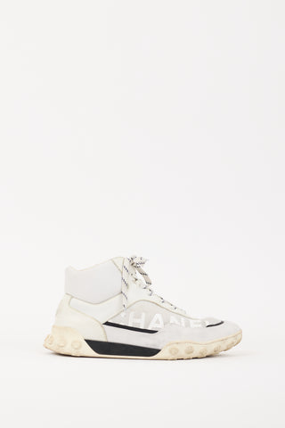 Chanel White CC Logo High Top Sneaker