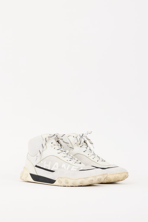 Chanel White CC Logo High Top Sneaker