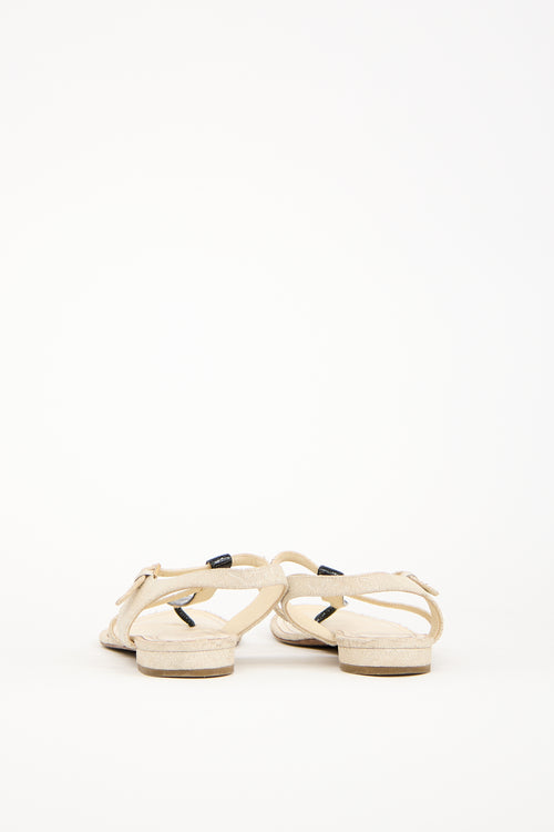 Chanel Cream Leather Stingray Sandal