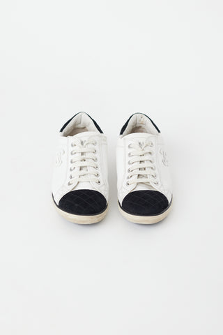 Chanel White 
Black Leather CC Sneaker