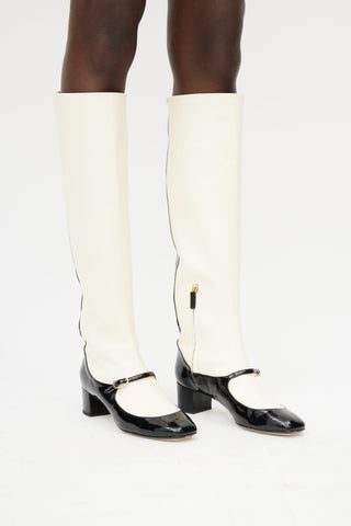 Chanel Cream 
Black Patent Mary Jane Boot