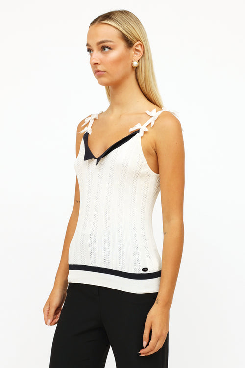 Chanel Spring 2006 White 
Navy Bow Strap Tank Top