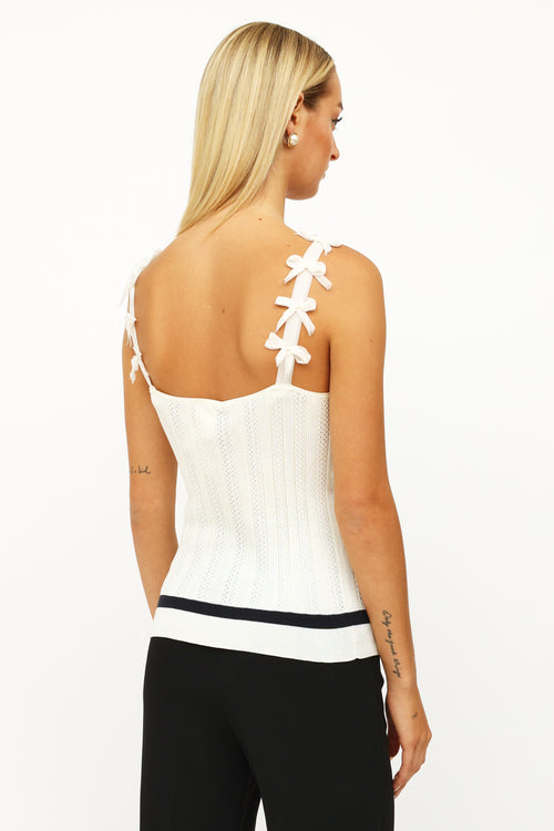 Chanel Spring 2006 White 
Navy Bow Strap Tank Top