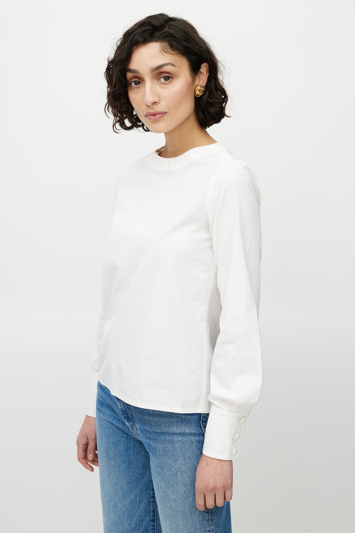 Chanel White Buttoned Back Blouse