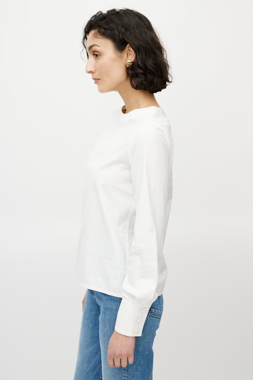 Chanel White Buttoned Back Blouse