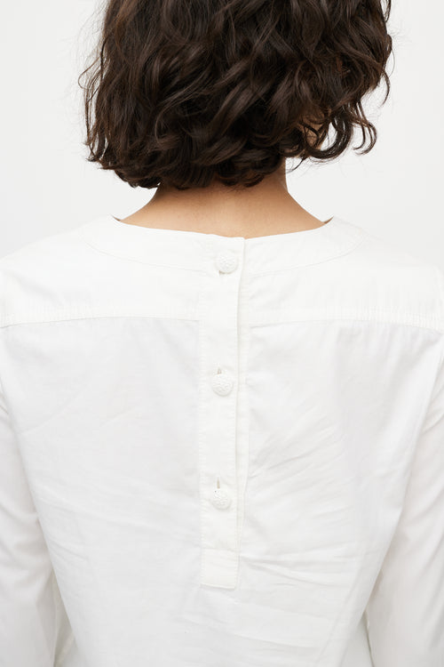 Chanel White Buttoned Back Blouse