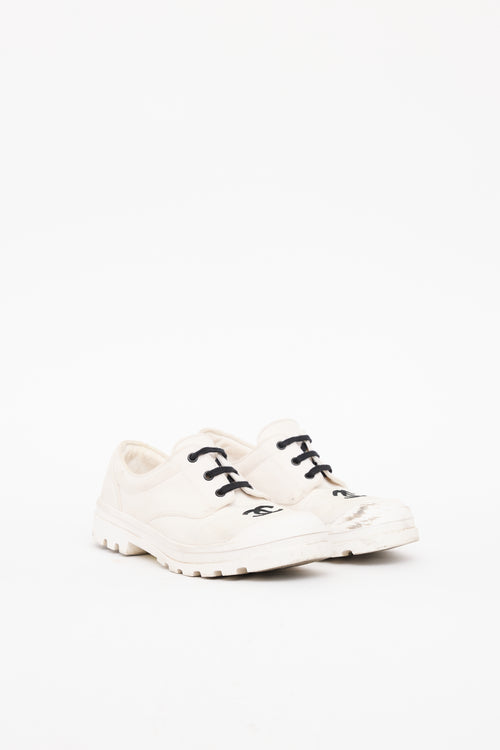 Chanel White CC Canvas Sneaker