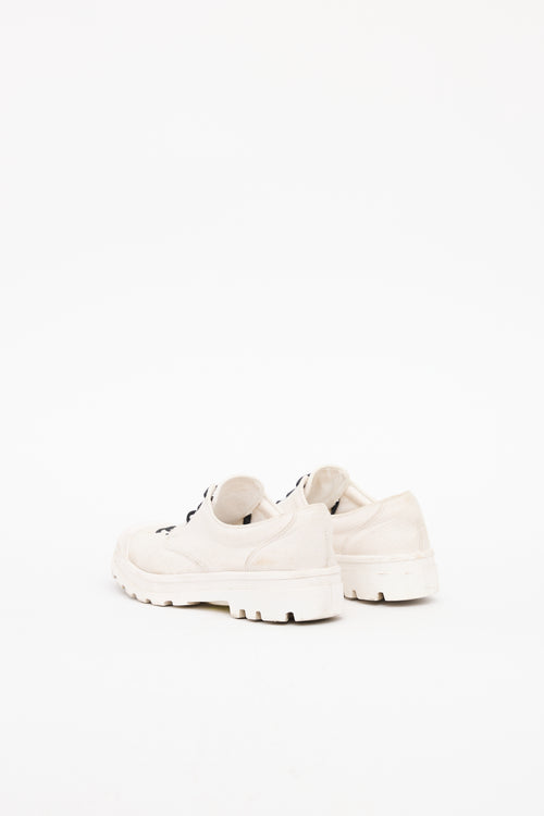 Chanel White CC Canvas Sneaker