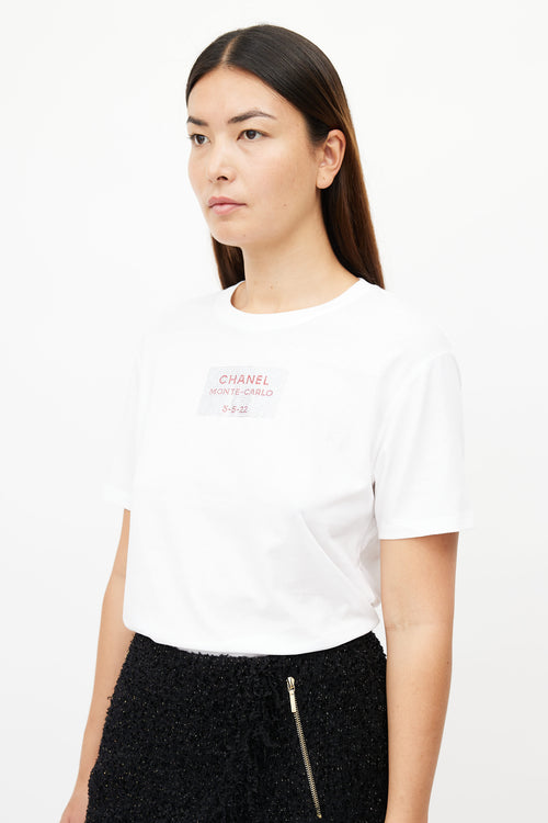 Chanel White Embellished Monte Carlo T-Shirt