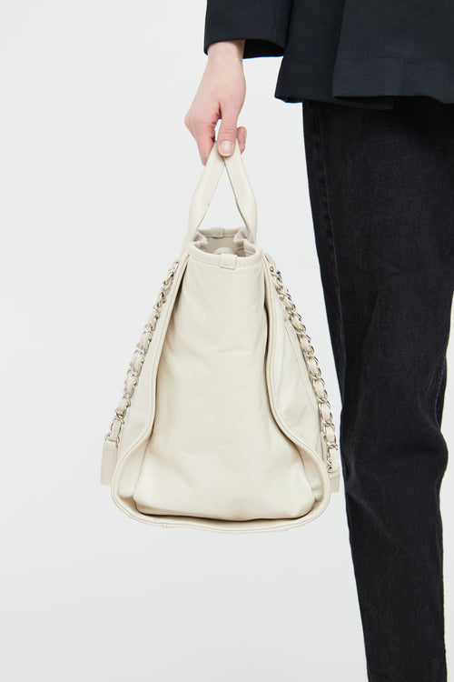 Chanel White Glazed Deauville Shopper Bag