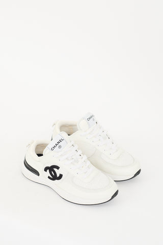 Chanel White Leather 
Mesh CC Sneaker