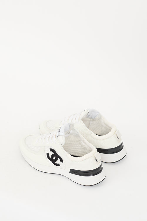 Chanel White Leather 
Mesh CC Sneaker