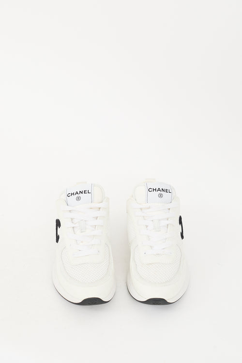 Chanel White Leather 
Mesh CC Sneaker