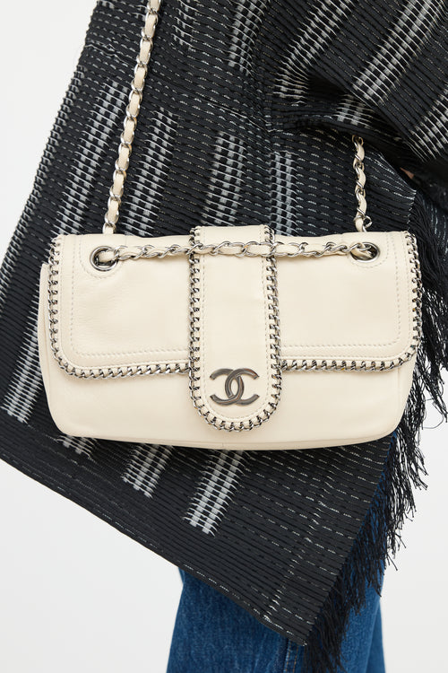 Chanel White Leather Chain Bag