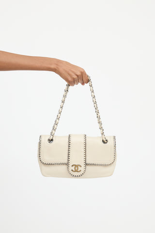 Chanel White Leather Chain Bag