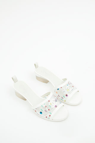 Chanel White Multi Colour PVC Sandal Mule