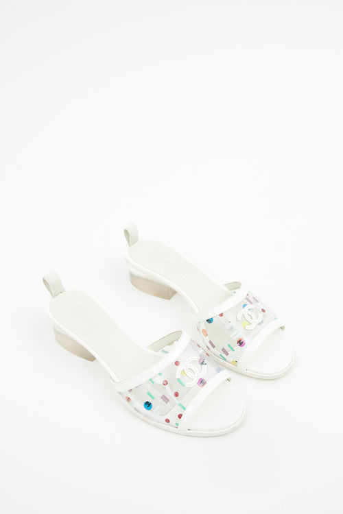 Chanel White Multi Colour PVC Sandal Mule