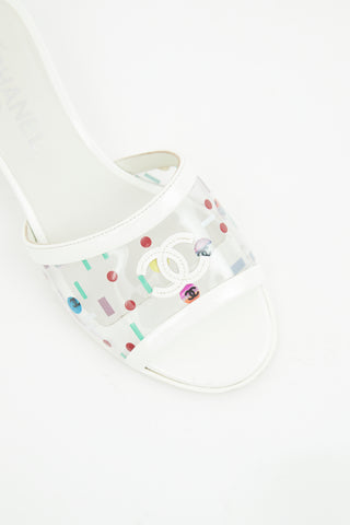 Chanel White Multi Colour PVC Sandal Mule