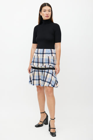 Chanel White 
Multicolour Wool Tweed Plaid Skirt