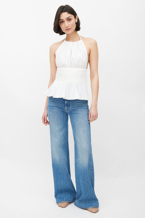 Chanel White Pleated Halter Top