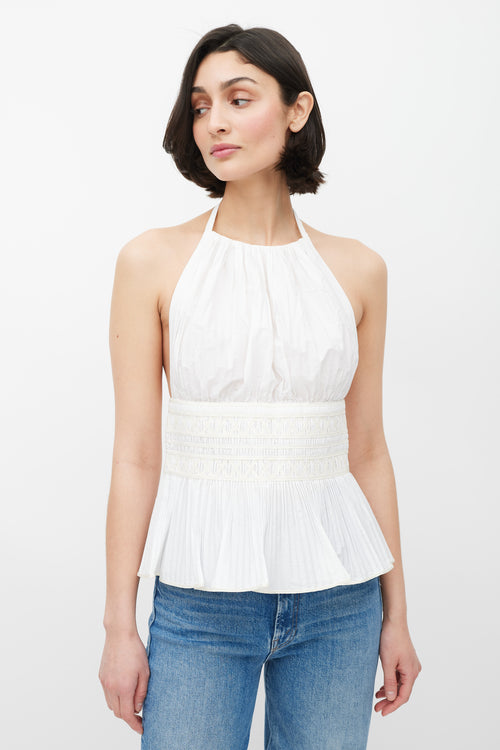 Chanel White Pleated Halter Top