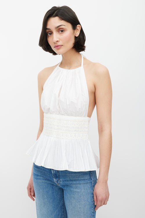 Chanel White Pleated Halter Top