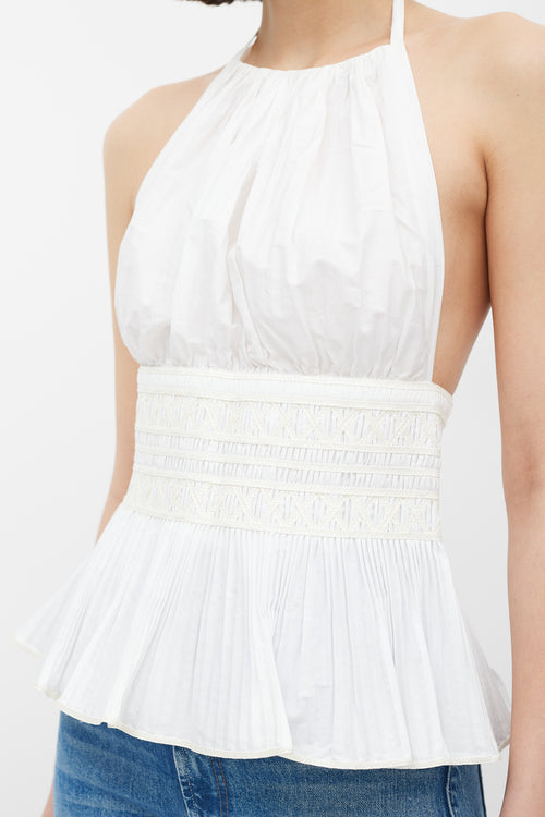 Chanel White Pleated Halter Top