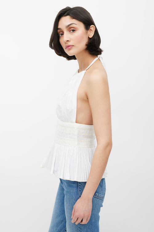 Chanel White Pleated Halter Top