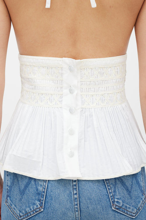 Chanel White Pleated Halter Top