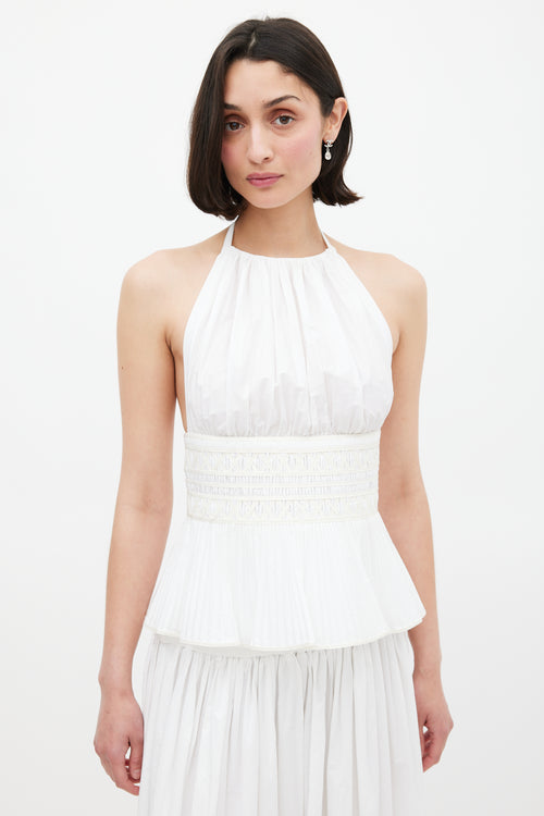 Chanel White Pleated Halter Top