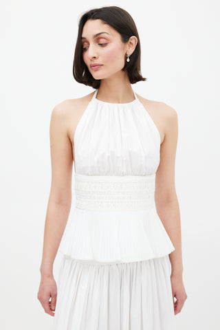 Chanel White Pleated Halter Top