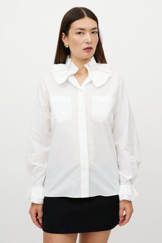 Chanel White Ruffled Shirt