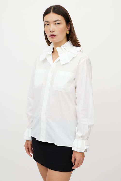 Chanel White Ruffled Shirt