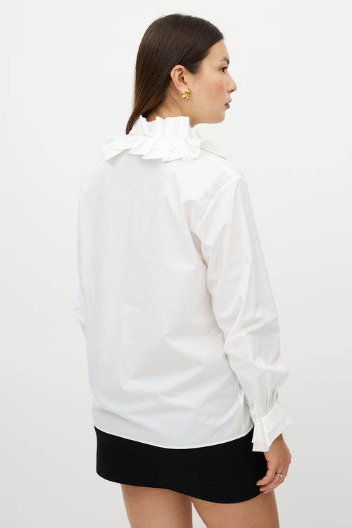 Chanel White Ruffled Shirt