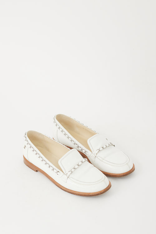 Chanel Cruise 2010 White Patent Chain CC Loafer