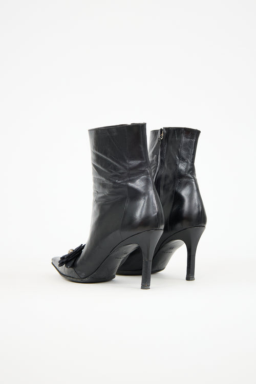 Chanel Winter 2003 Leather CC Camellia Boot