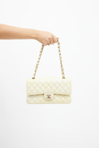 Chanel Yellow Iridescent Medium Double Flap Shoulder Bag