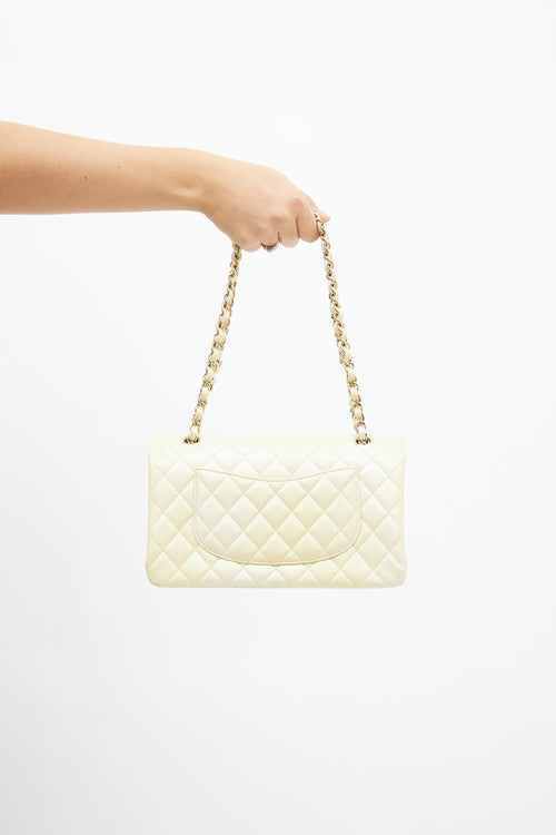 Chanel Yellow Iridescent Medium Double Flap Shoulder Bag