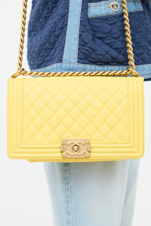 Chanel Yellow Quilted Boy Bag