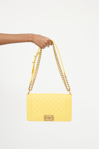 Chanel Yellow Quilted Boy Bag