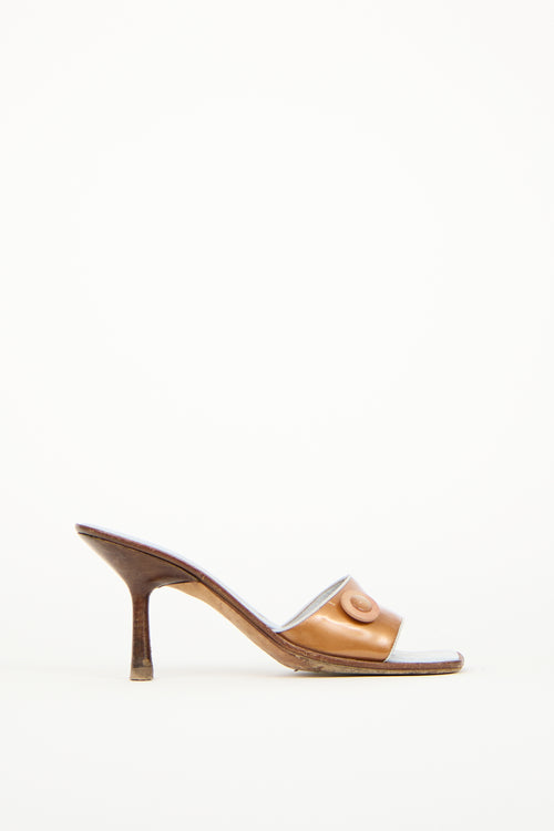 Chanel Vintage Bronze 
Grey Leather Heeled Mule