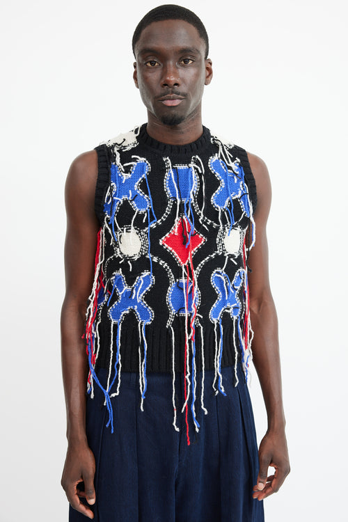 Charles Jeffrey Black 
Multicolour Wool Fringe Knit Vest